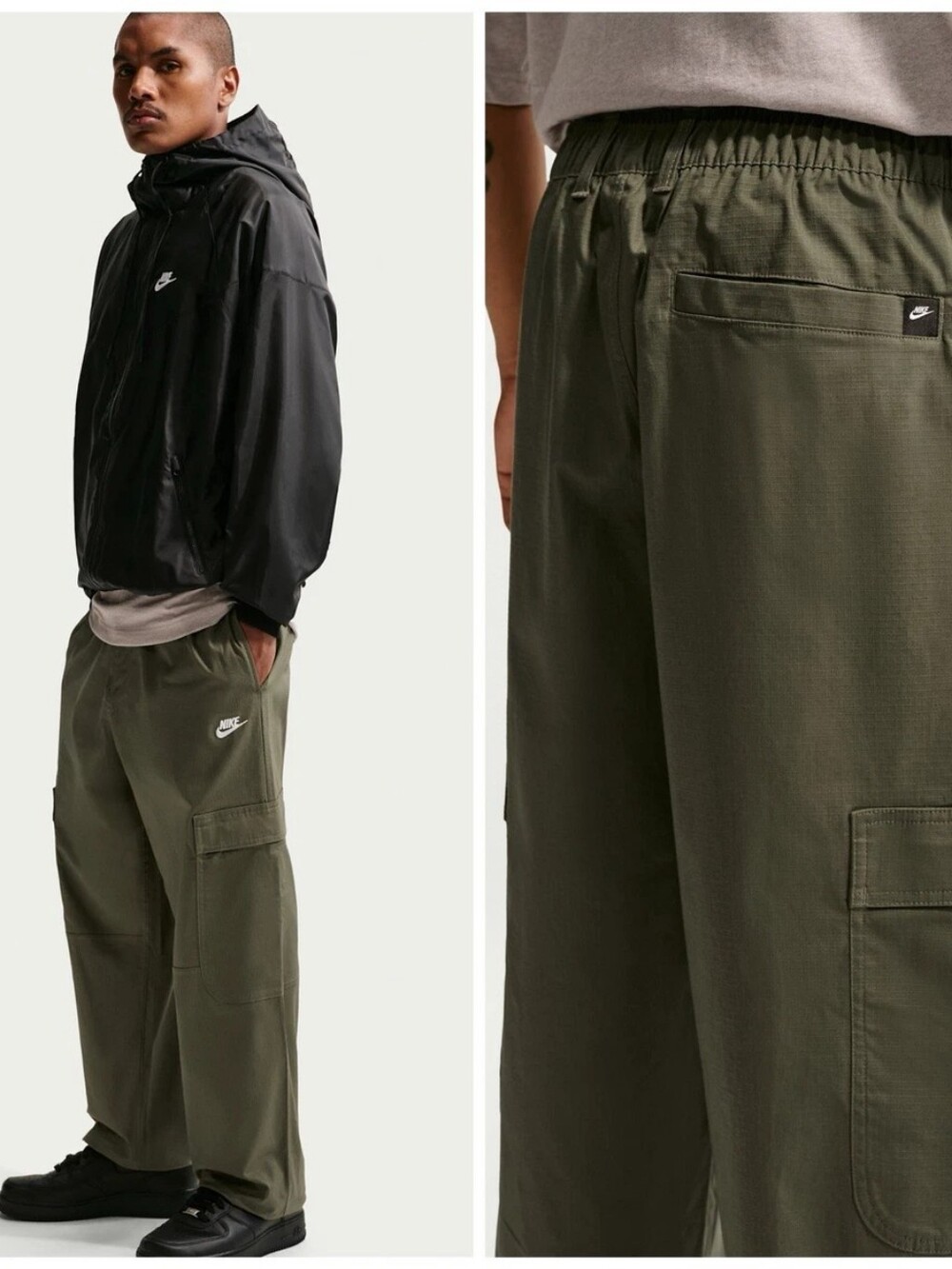 New Nike Sportswear Club Woven Olive Cargo Pants $105 Sz LTT Men's HV1433-222